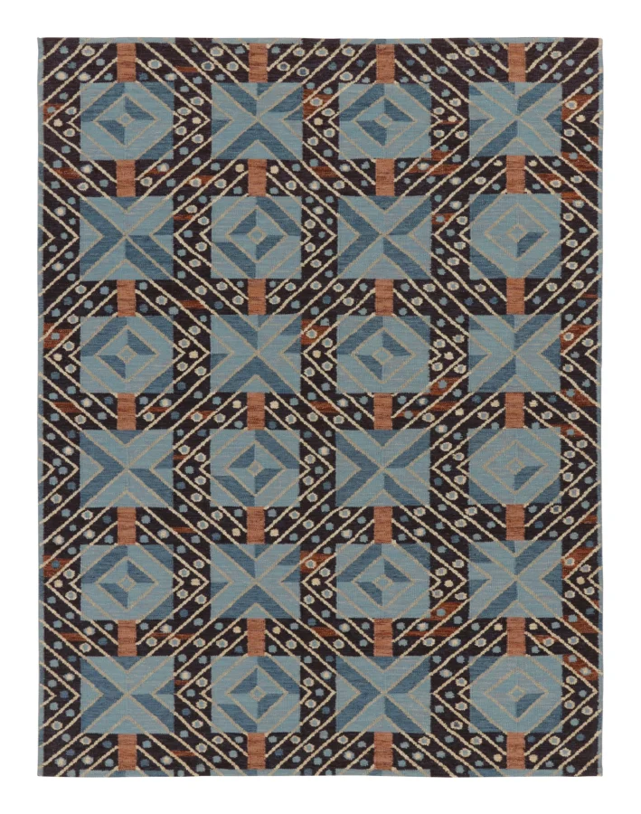 Rug & Kilim's Contemporary Scandinavian Geometric Rug in Blue Nordic Design