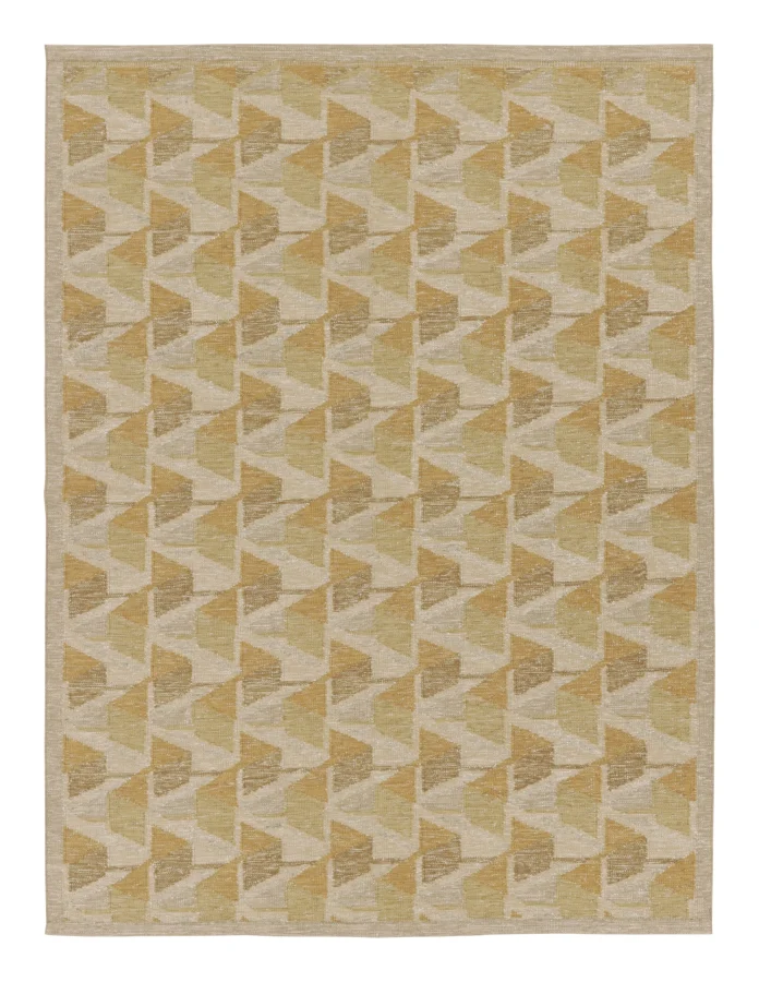 Rug & Kilim’s Scandinavian Geometric Custom Flatweave Rug in Gold