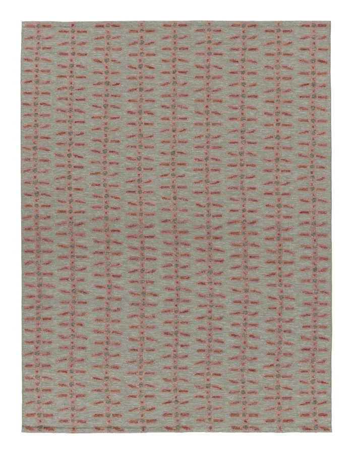 Rug & Kilim's Scandinavian Custom Flatweave Rug with Pink Vinery Pattern