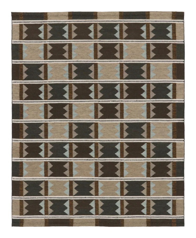 Rug & Kilim's Scandinavian Custom Flatweave Rug in Black & Brown Geometry