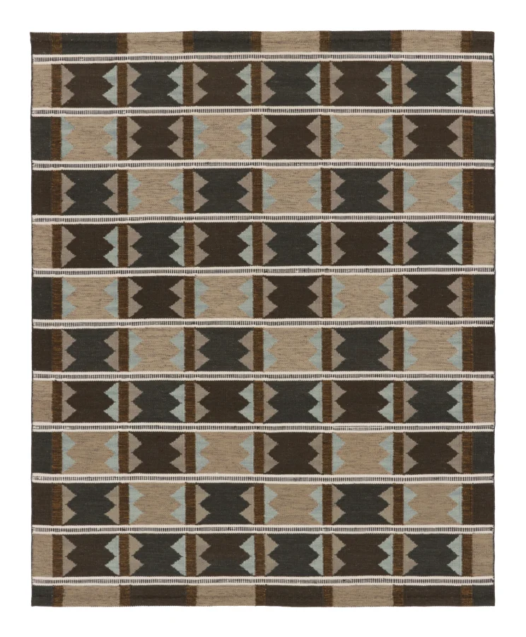 Rug & Kilim's Scandinavian Custom Flatweave Rug in Black & Brown Geometry