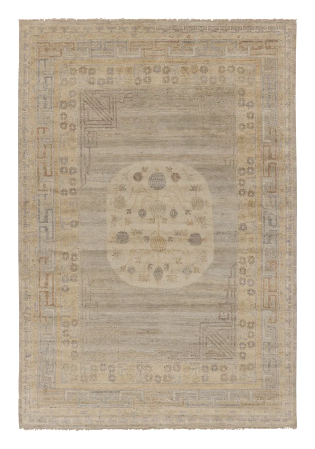 Rug & Kilim’s Oversized Khotan Rug with Floral Medallion in Beige & Brown