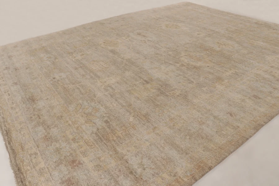 Hover image of Rug & Kilim’s Oversized Distressed Oushak Rug with Floral Design in Beige