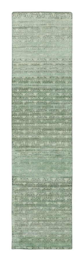 Rug & Kilim’s Block Print Runner with All-Over Geometric Design in Sage Green