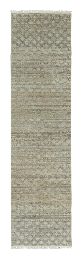 Rug & Kilim’s Block Print Runner with Tonal Motif Lattice in Beige & Brown