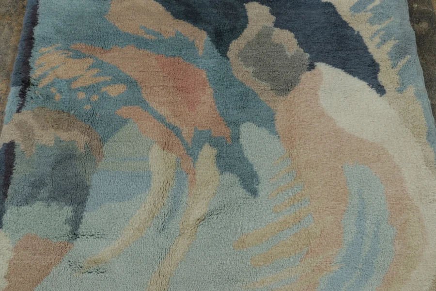 Hover image of Antique French Art Deco Square Rugs by Jean Burkhalter in Ocean Hues - Rug & Kilim