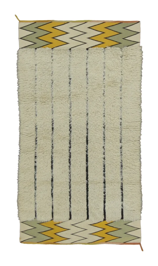 Vintage Scandinavian Rug with Beni Ouarain Berber Inspired Geometry - Rug & Kilim