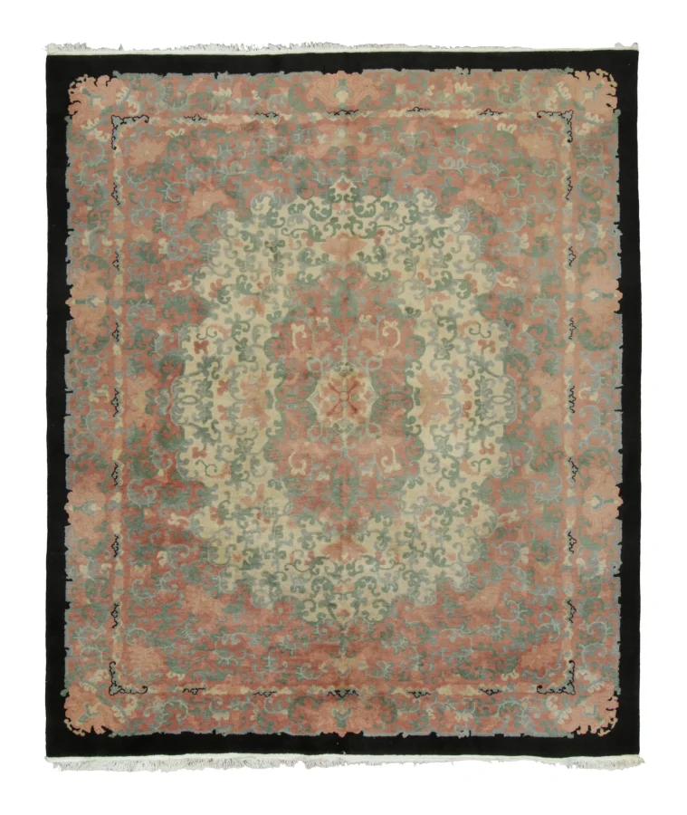 Antique Chinese Rug with Floral Medallion & Vine Design - Rug & Kilim
