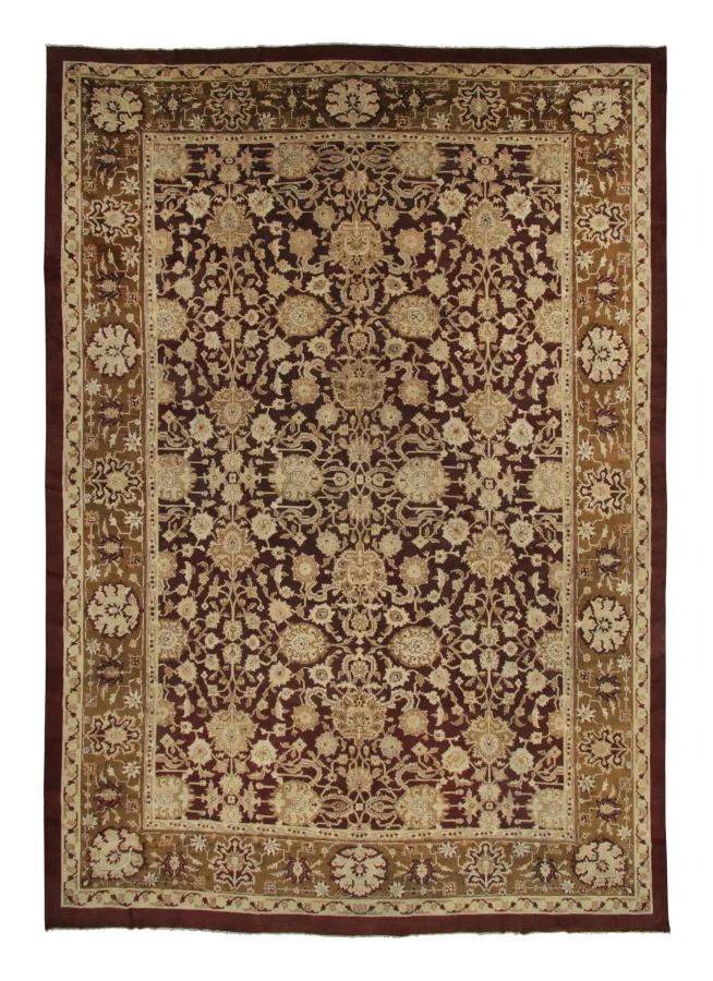 Oversized Antique Indian Agra Rug with Flowing Floral Pattern - Rug & Kilim