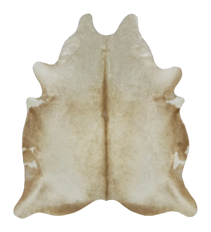 Rug & Kilim’s Contemporary Cowhide Rug in Warm Beige & Brown Accents