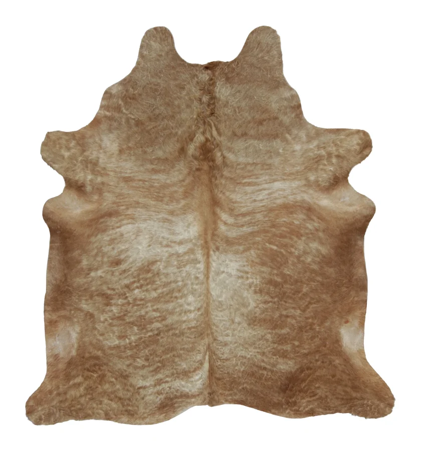 Rug & Kilim’s Contemporary Cowhide Rug with Wavy Stripes in Brown & Beige Tones