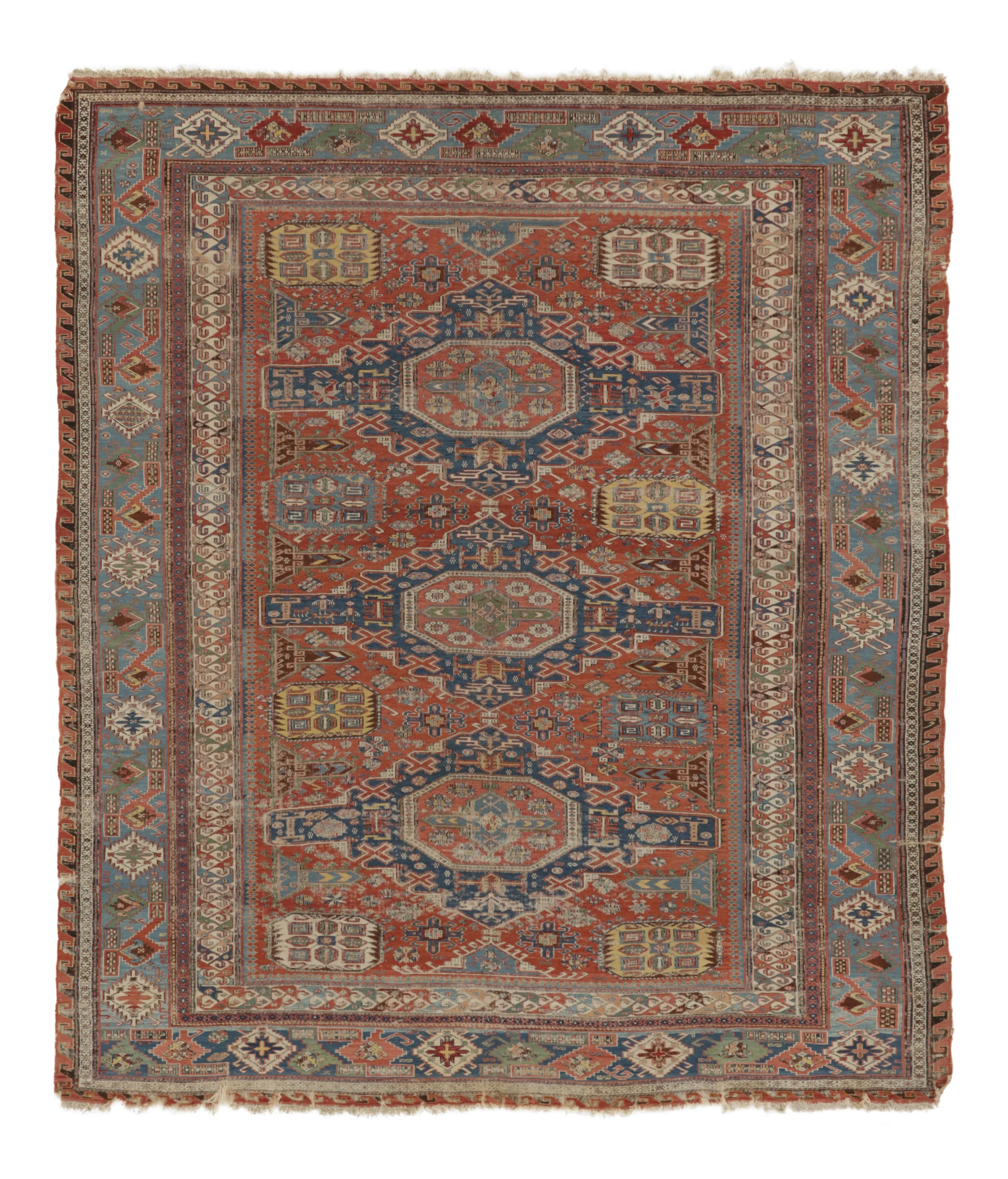 Vintage Soumak Dragon Geometric Rug
