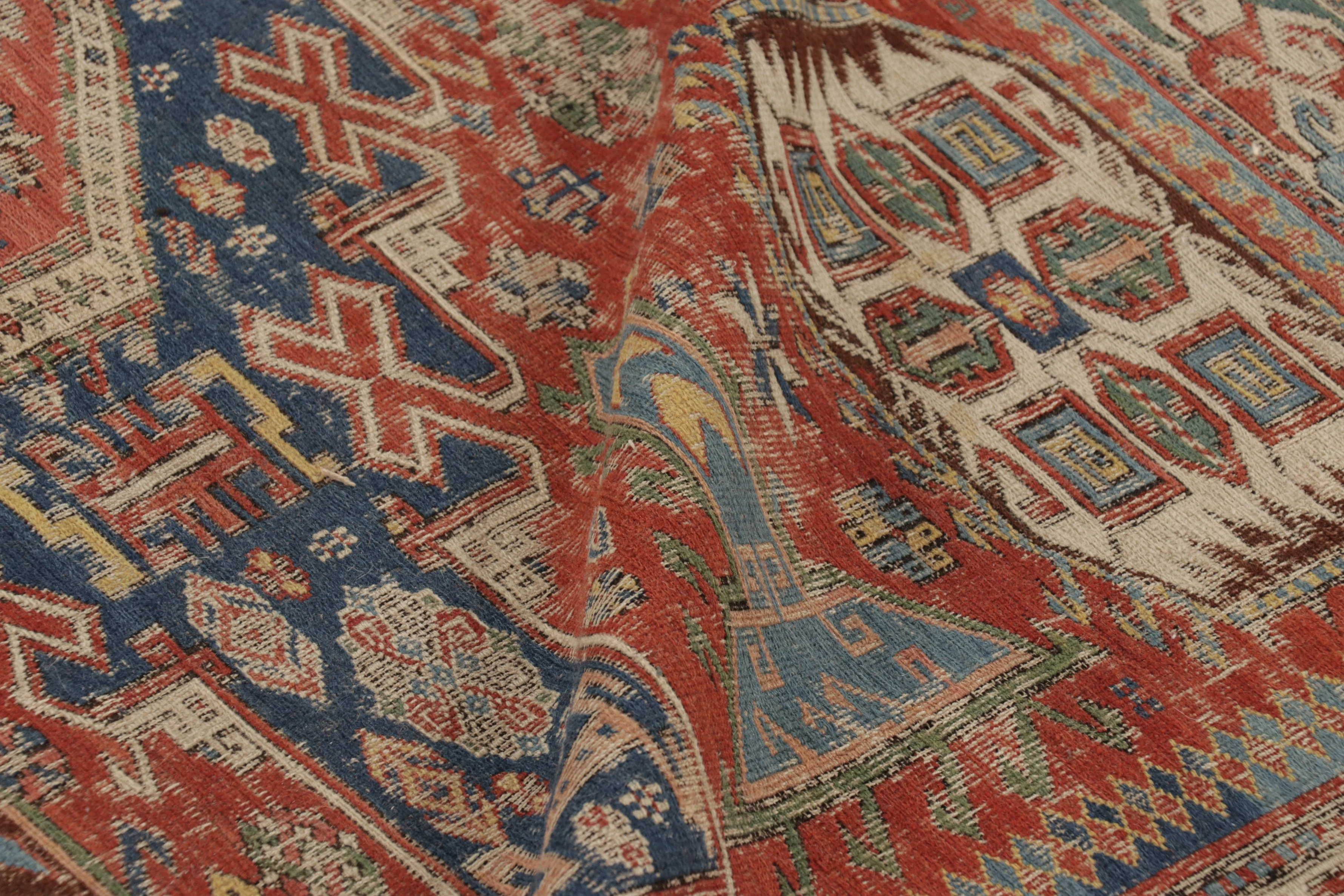Vintage Soumak Dragon Geometric Rug