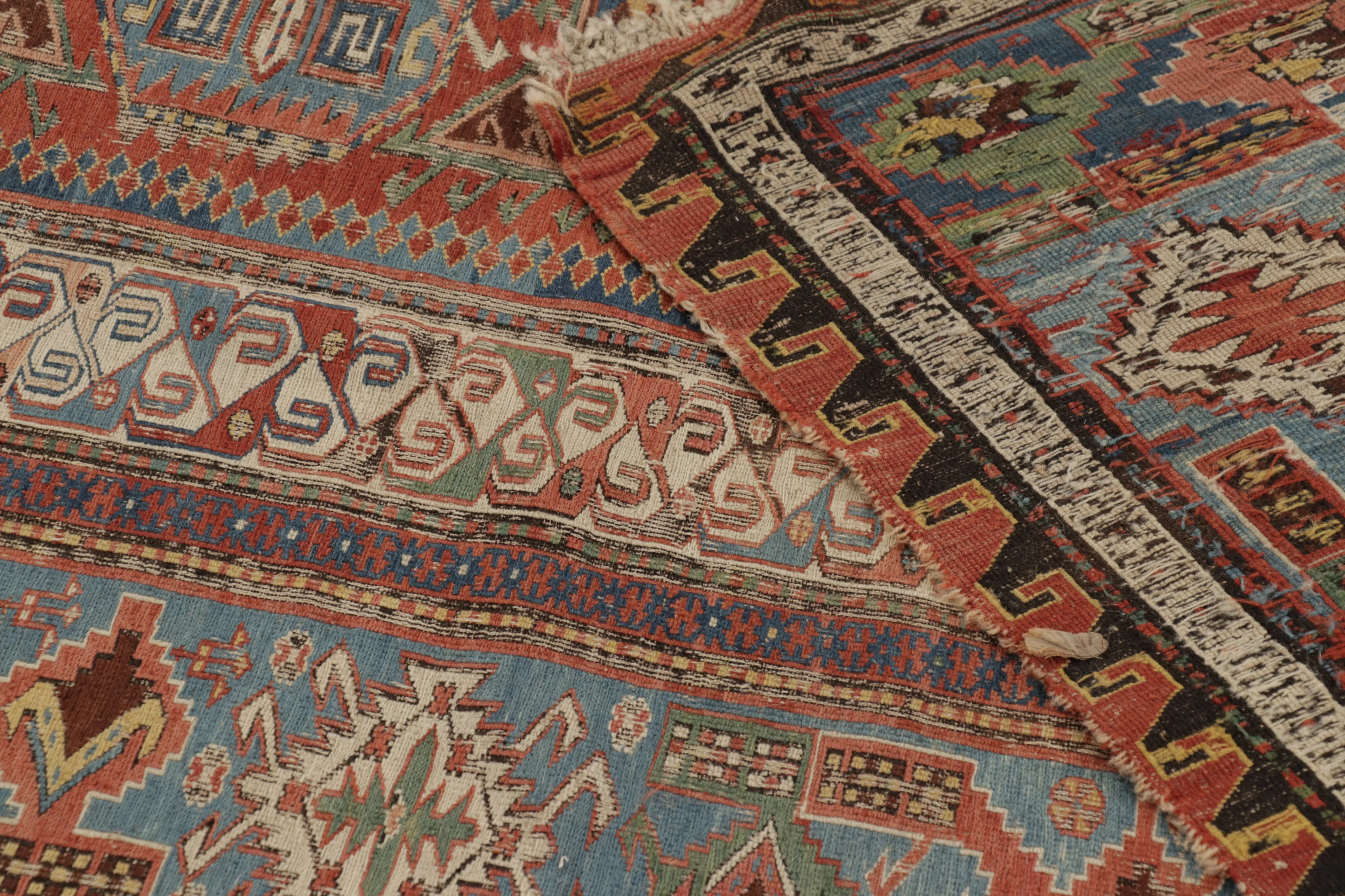 Vintage Soumak Dragon Geometric Rug