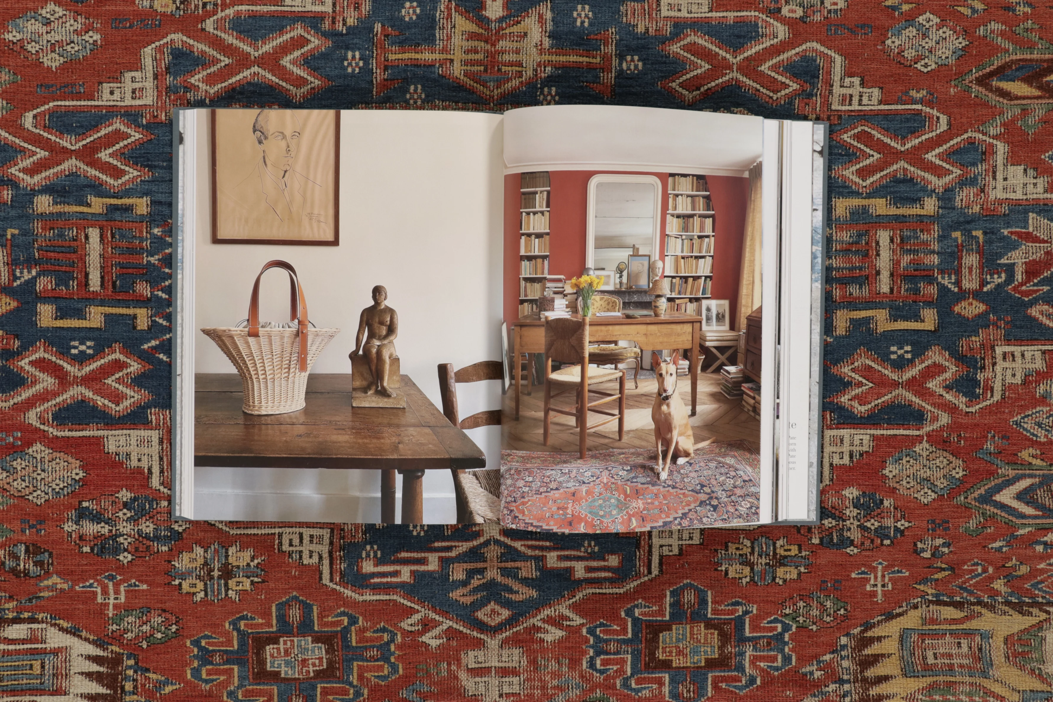 Vintage Soumak Dragon Geometric Rug