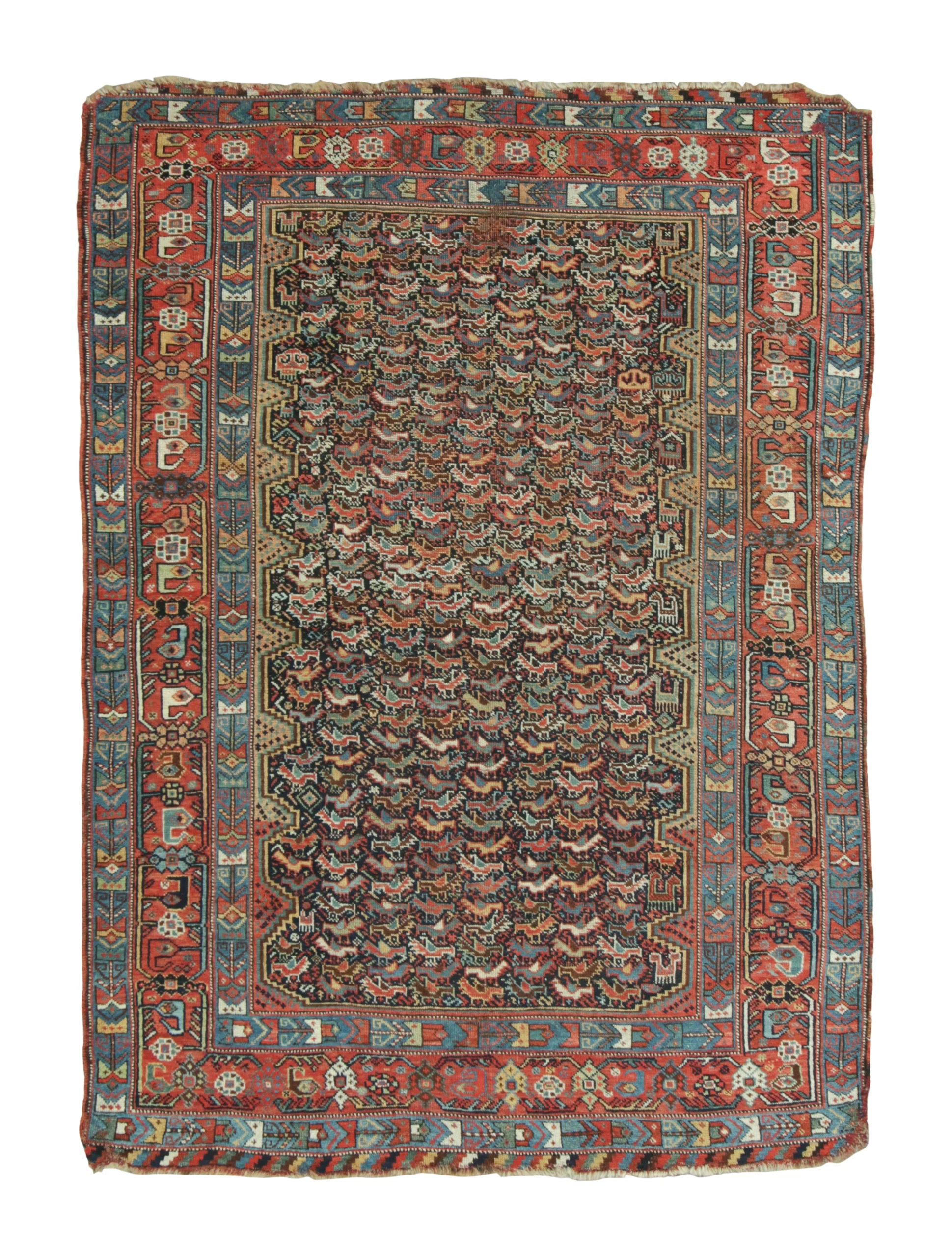 Antique Chinese Pictorial Rug with Mythological Dragon Design