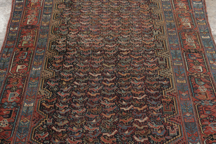 Antique Chinese Pictorial Rug with Mythological Dragon Design