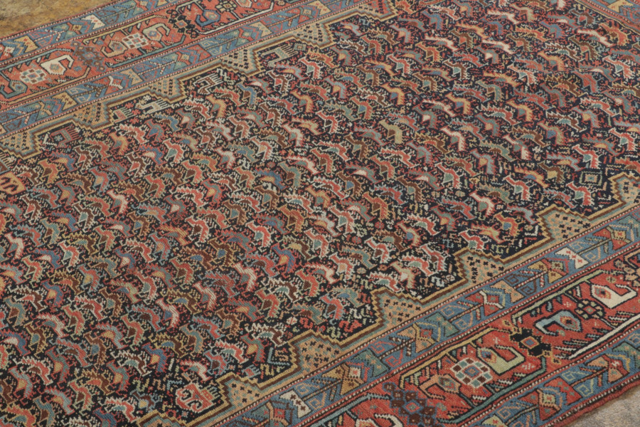 Antique Chinese Pictorial Rug with Mythological Dragon Design