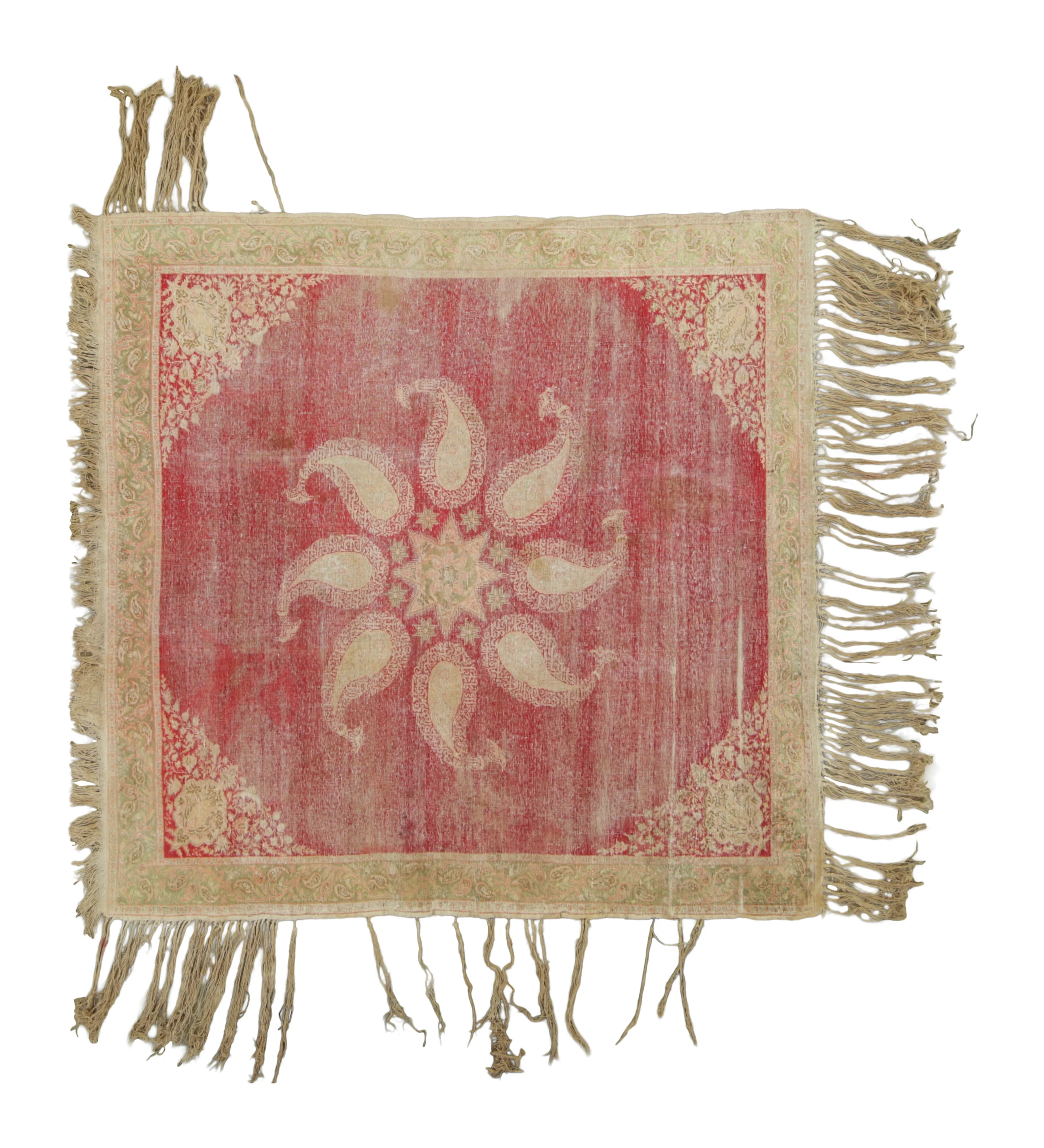 Vintage Anatolian Distressed Square Rug