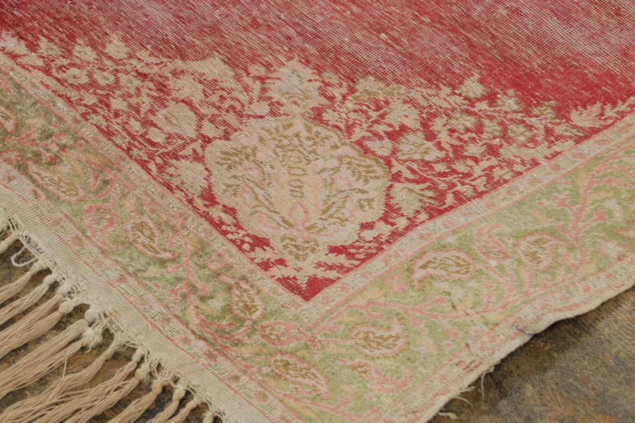 Vintage Anatolian Distressed Square Rug