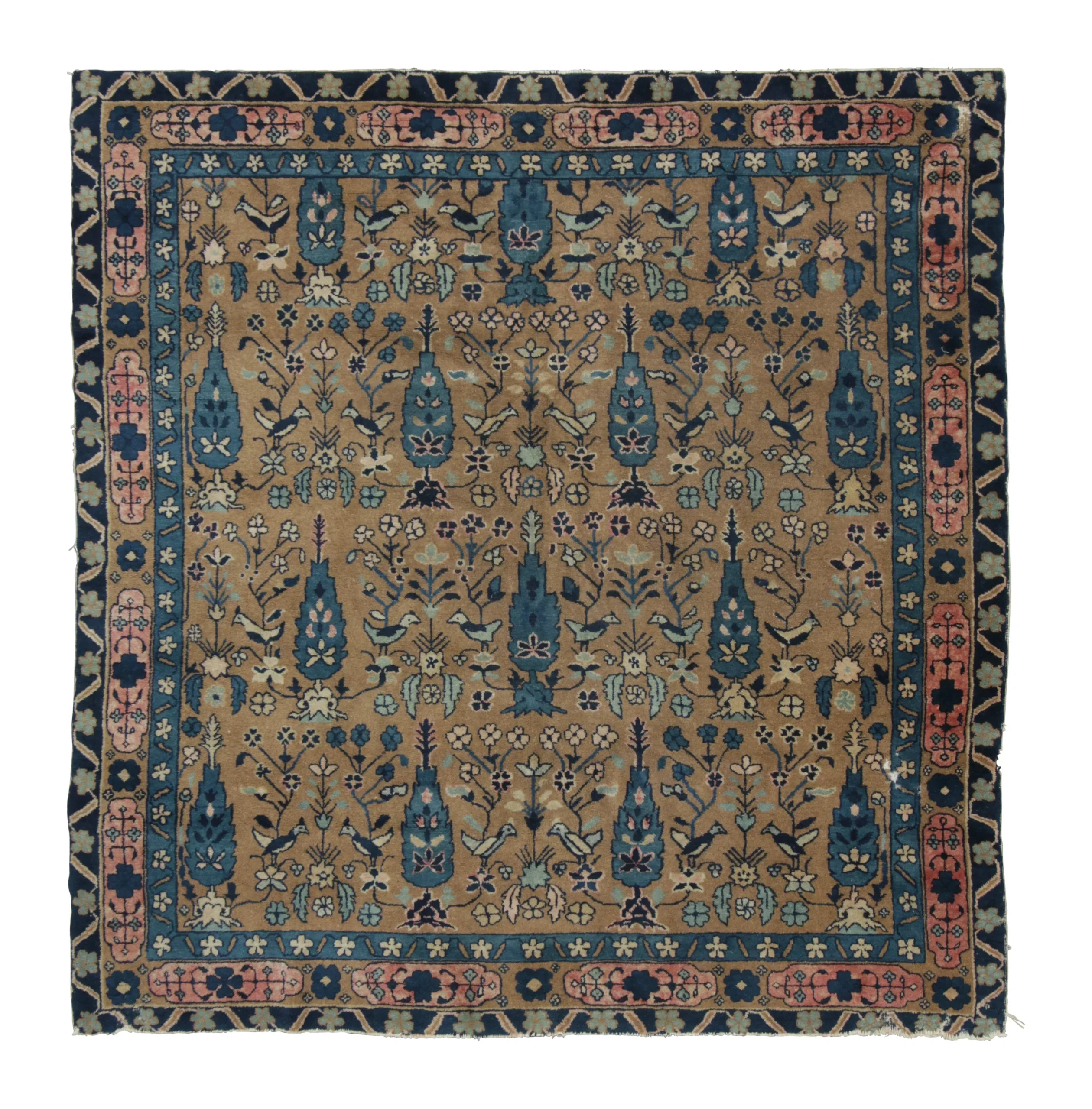 Antique Square Chinese Ningxia Rug Pair