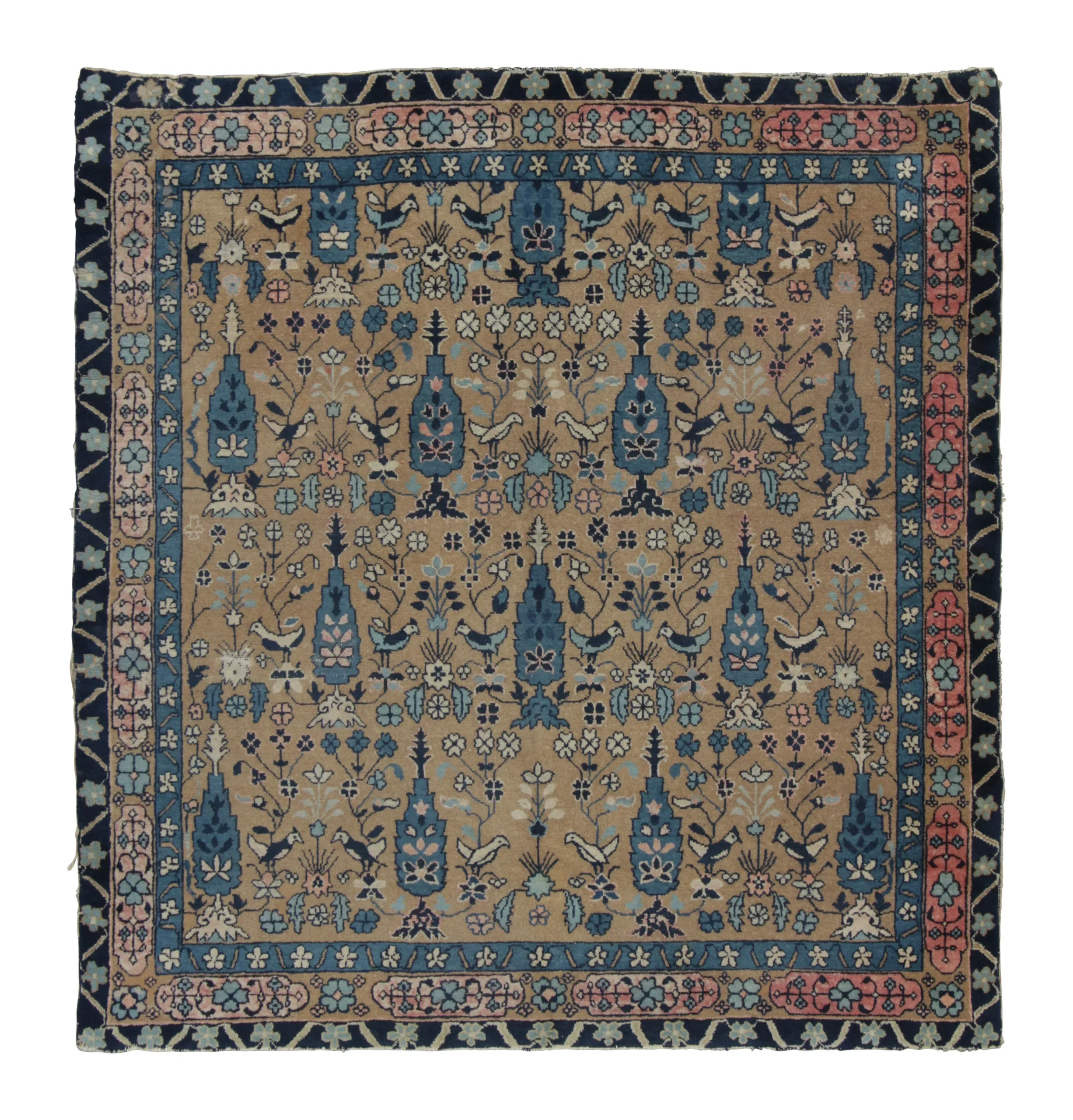 Antique Chinese Square Ningxia Rug Pair