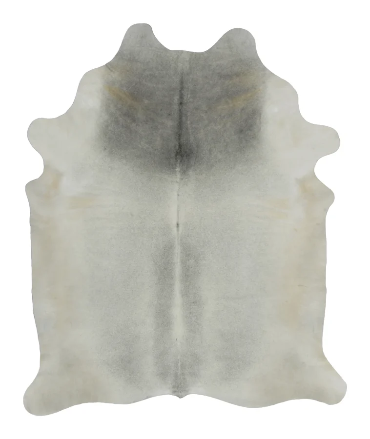 Rug & Kilim’s Contemporary Cowhide Rug with Ombre in Soft White & Gray Tones