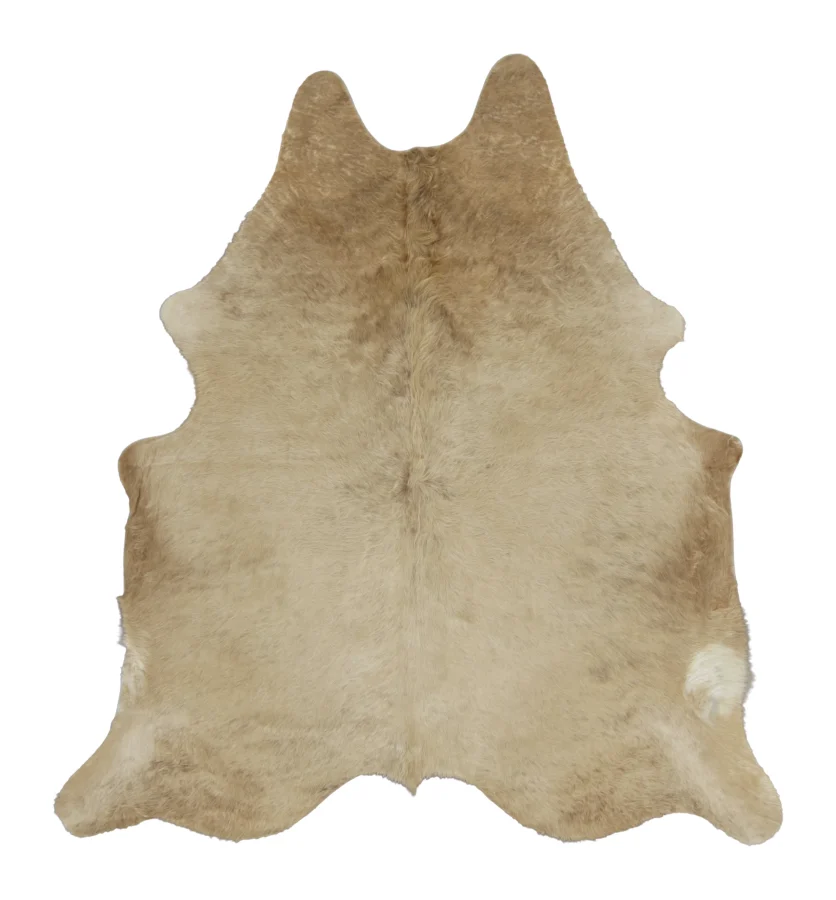 Rug & Kilim’s Contemporary Cowhide Rug in Warm Beige & Brown Accents