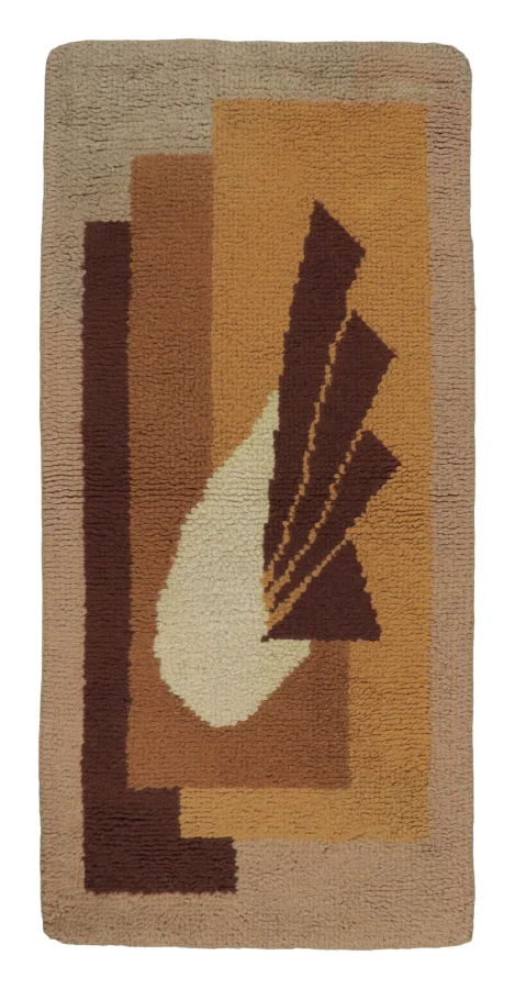 Antique French Art Deco Runner with Bold Design in Brown Hues - Rug & Kilim