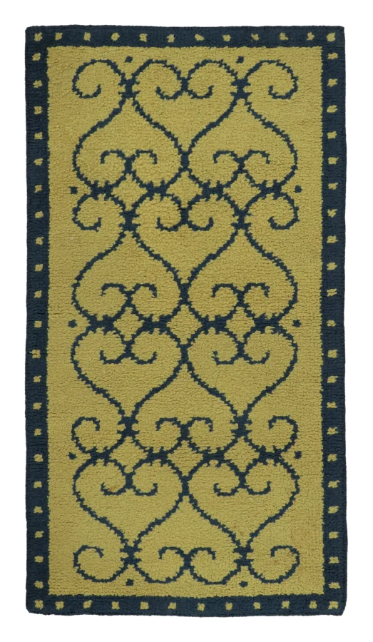 Antique Art Deco Rug in Gold with Classic Architectural Design - Rug & Kilim