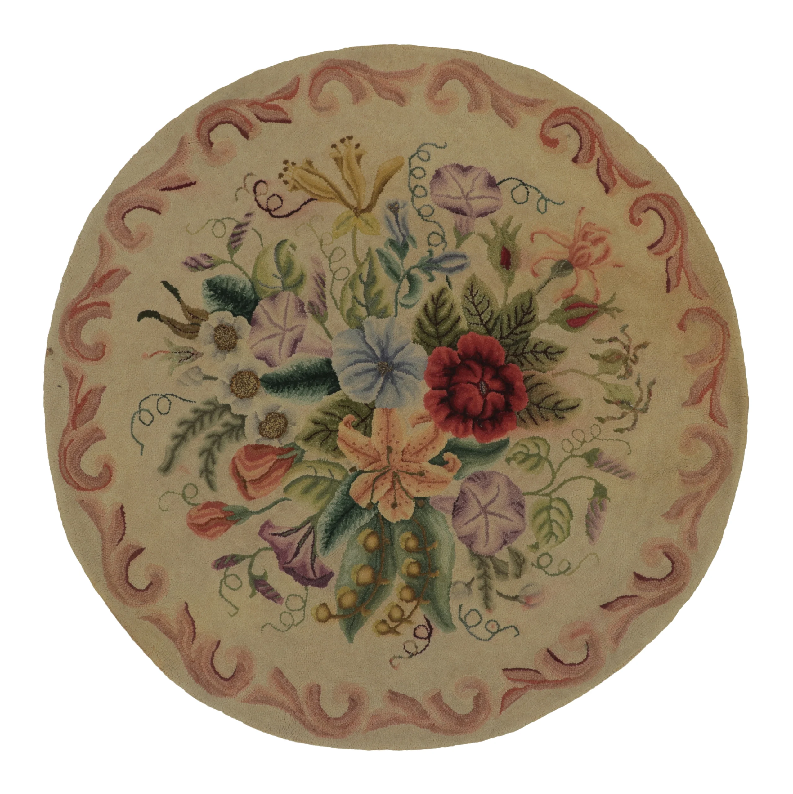 Antique Circle Hooked Rug
