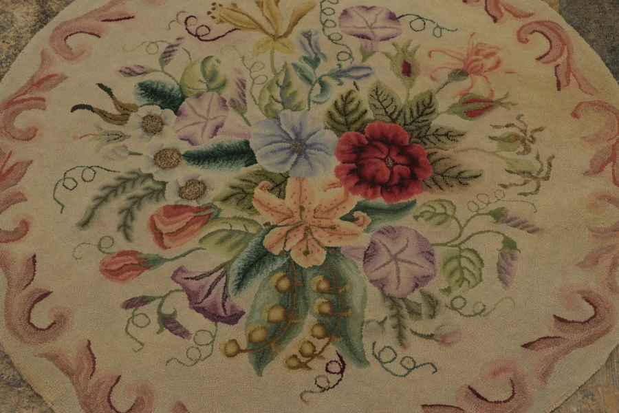 Antique Circle Hooked Rug