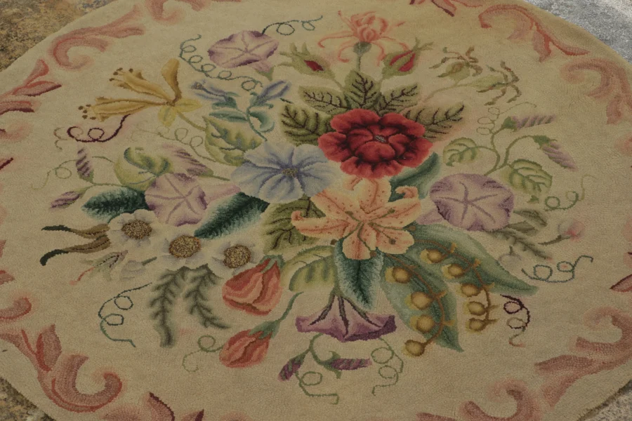 Antique Circle Hooked Rug