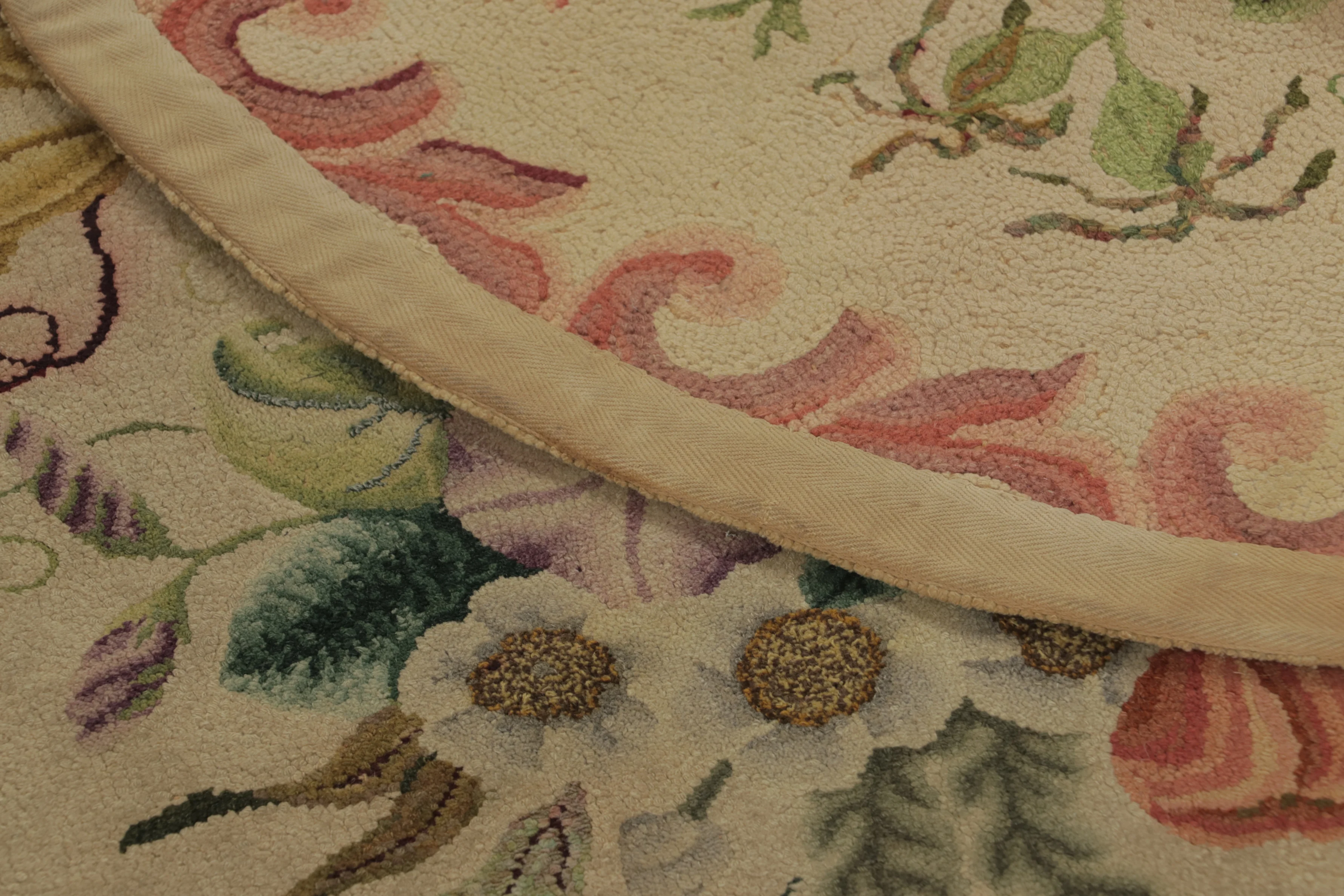 Antique Circle Hooked Rug