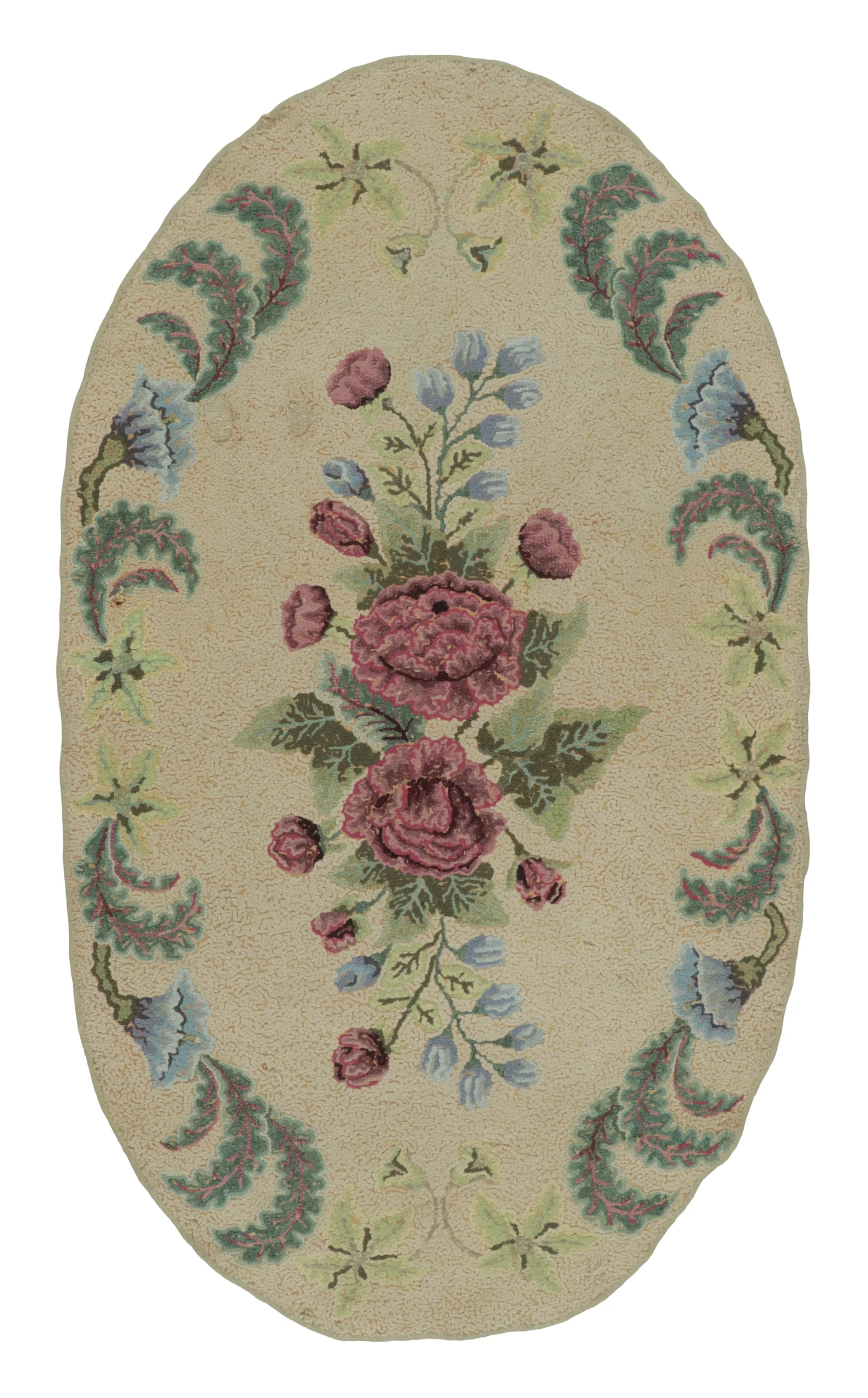 Antique Hooked Floral Rug