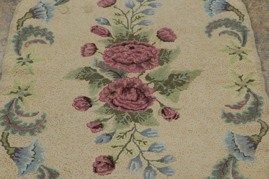 Antique Hooked Floral Rug