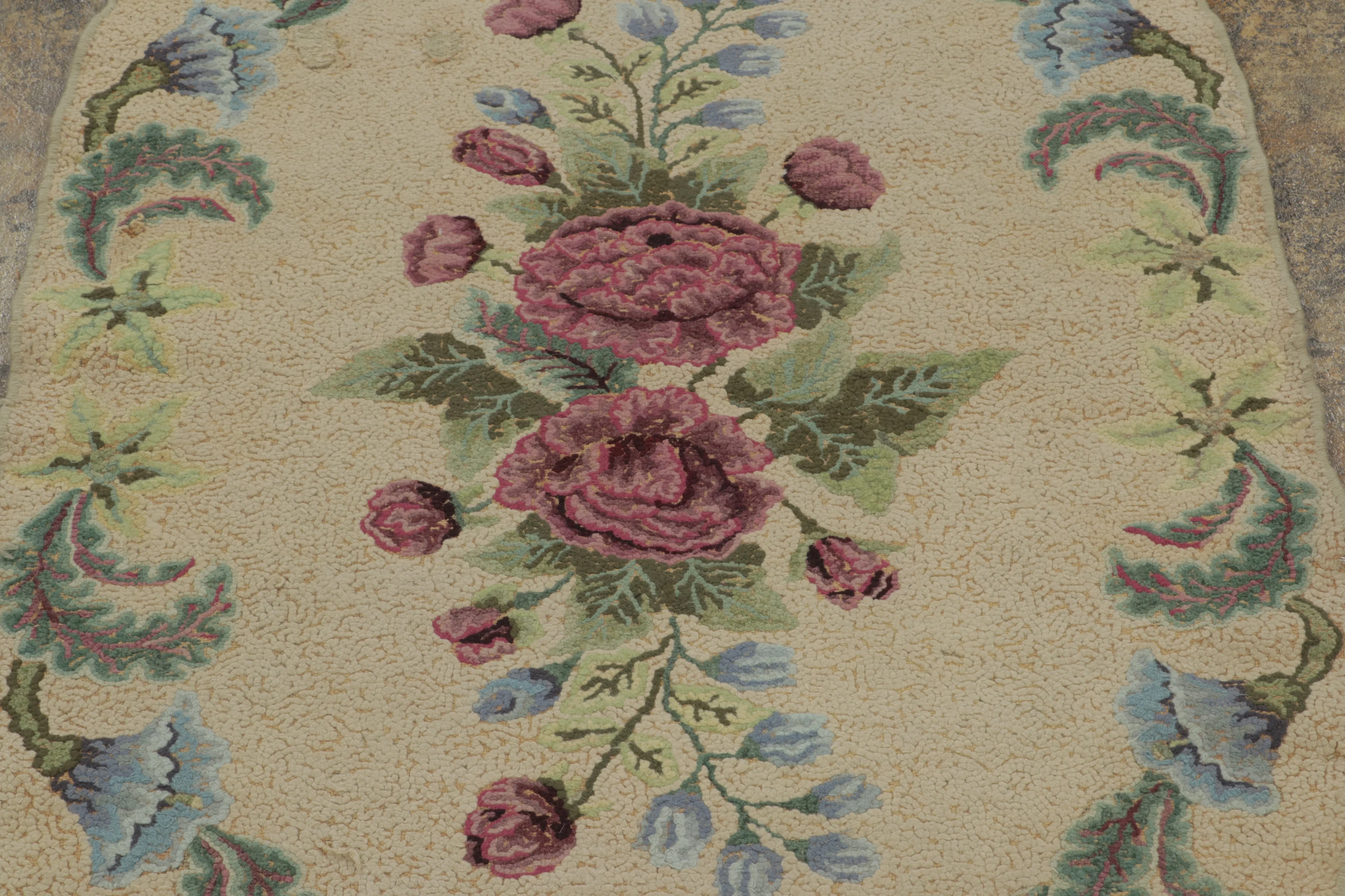 Antique Hooked Floral Rug