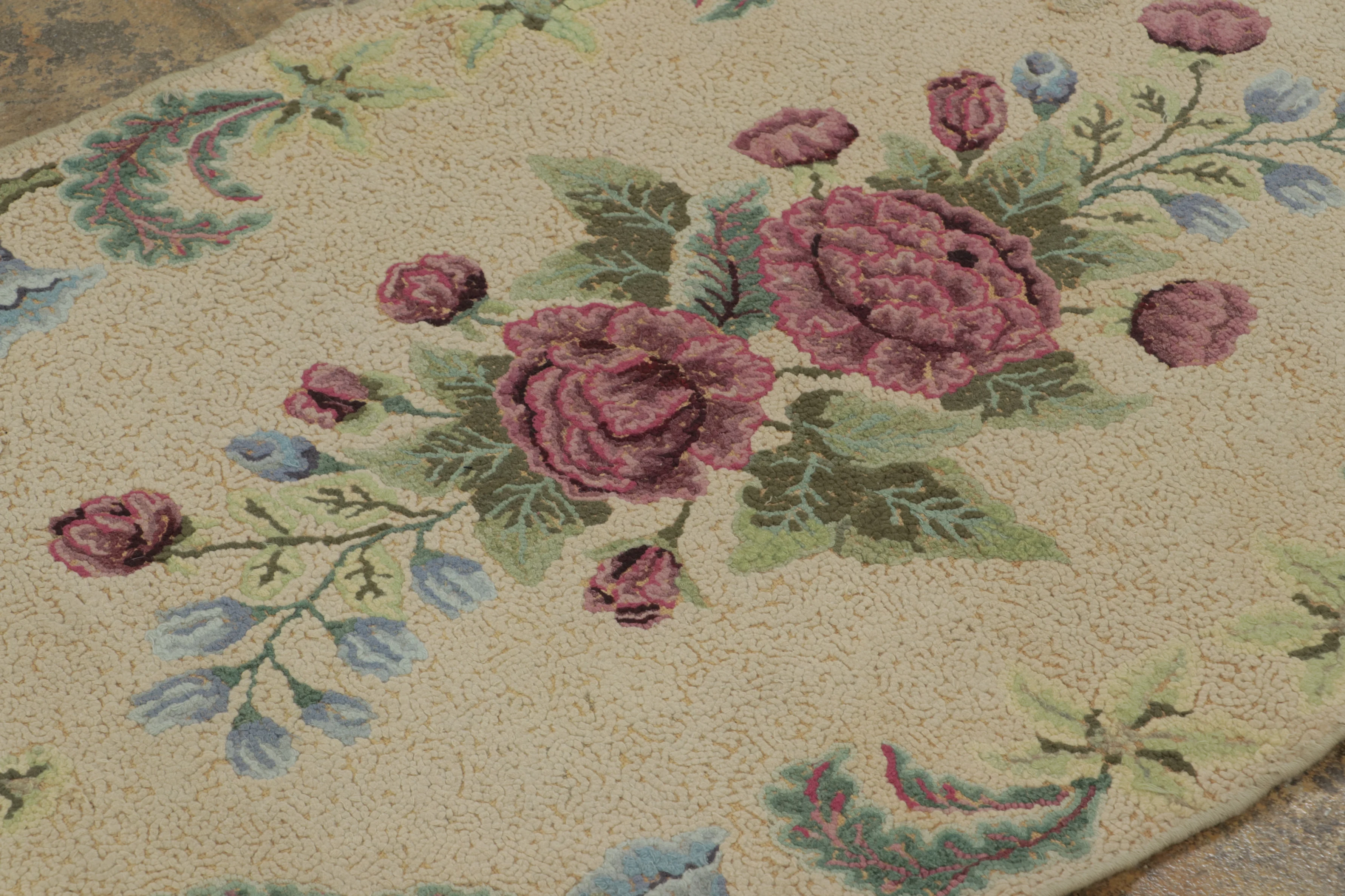 Antique Hooked Floral Rug