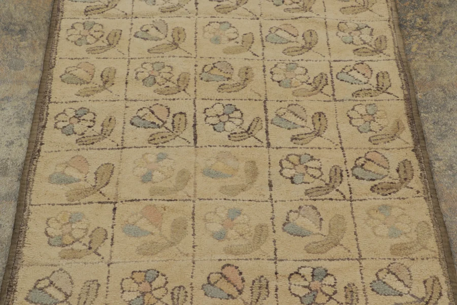 Antique Hooked Floral Rug