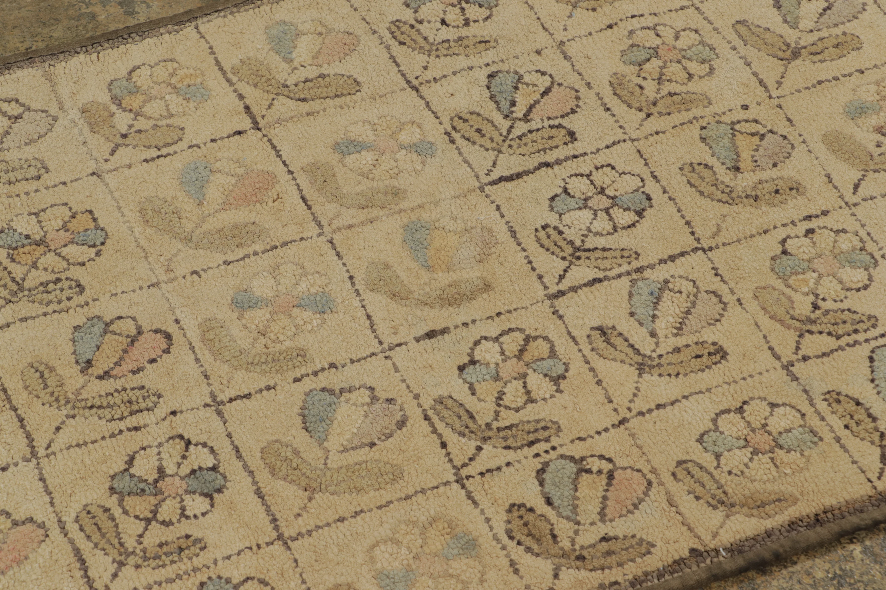 Antique Hooked Floral Rug