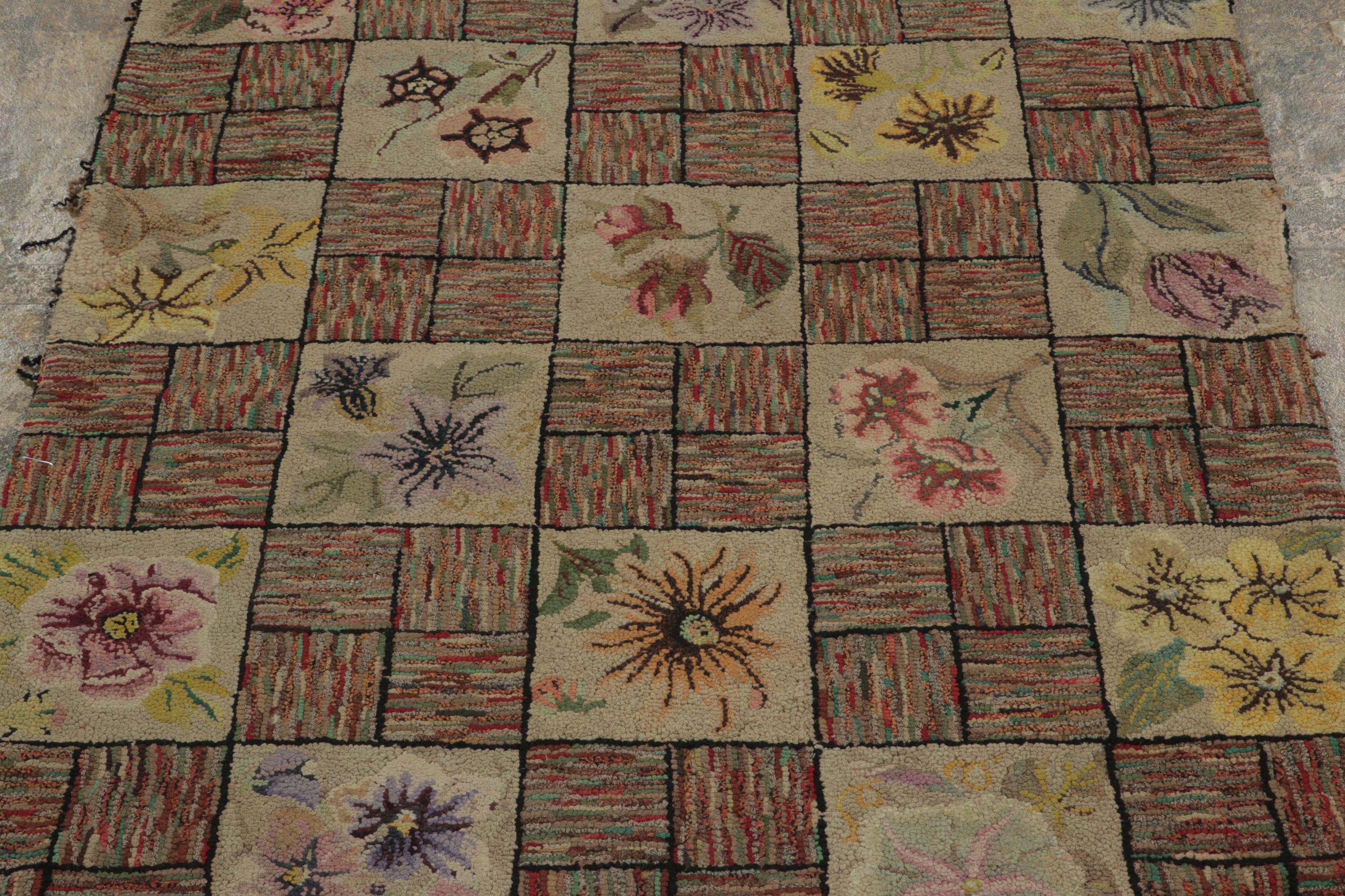 Antique Hooked Floral Rug