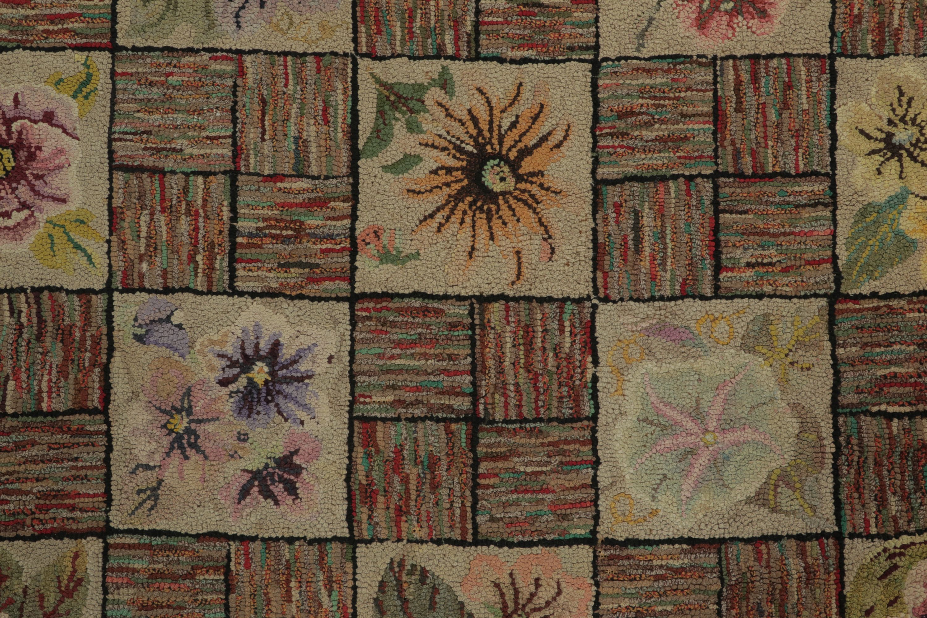 Antique Hooked Floral Rug