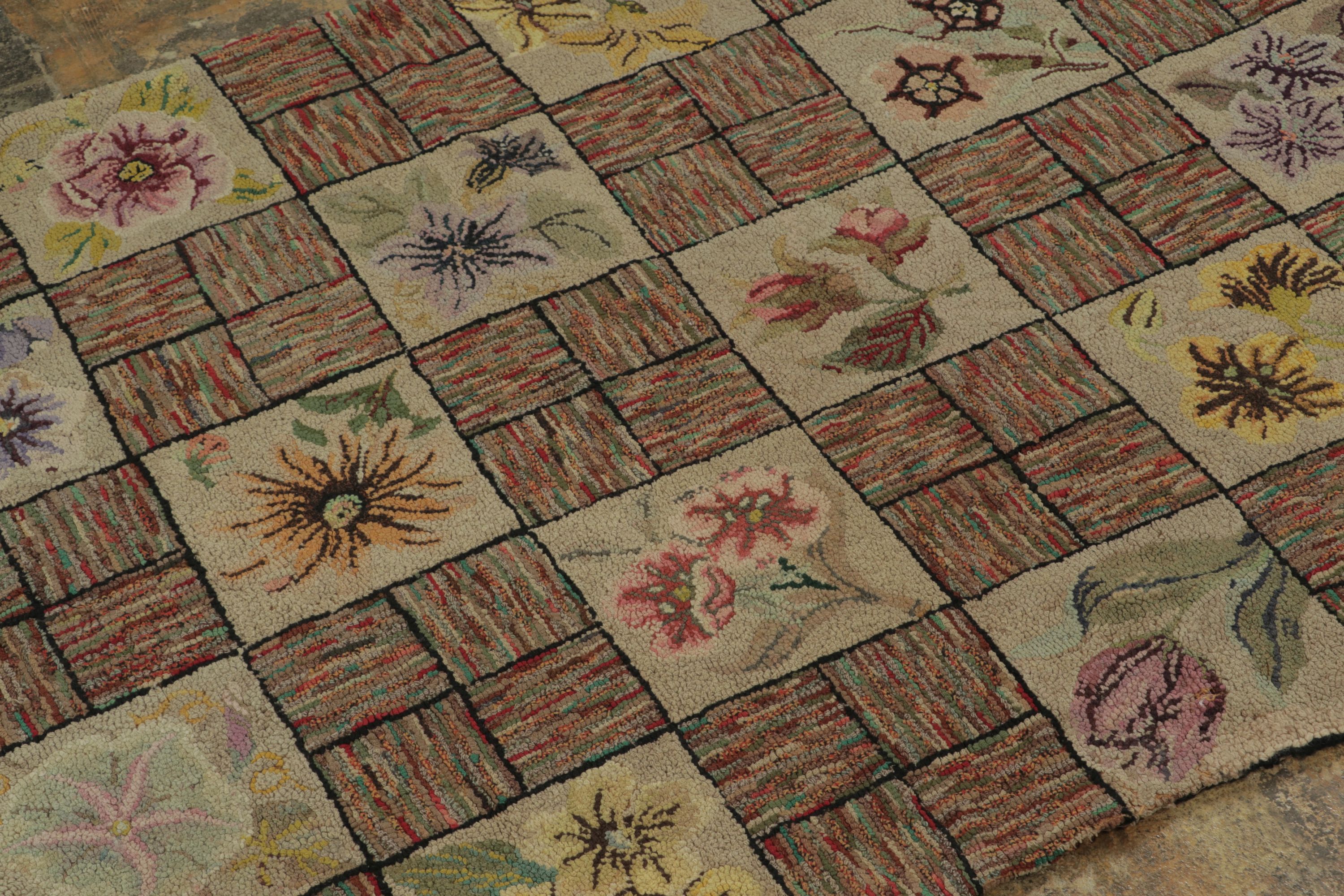 Antique Hooked Floral Rug