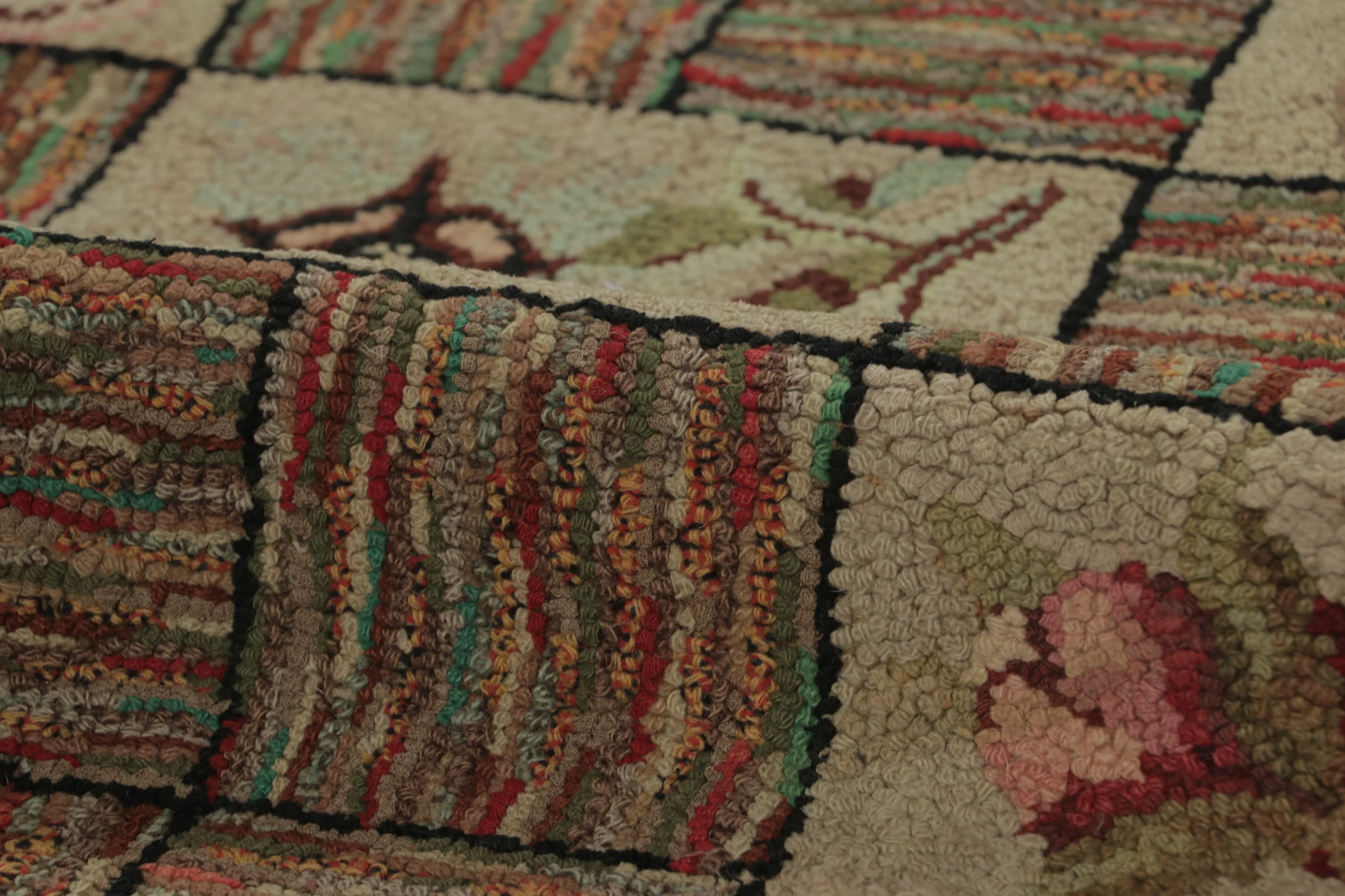 Antique Hooked Floral Rug