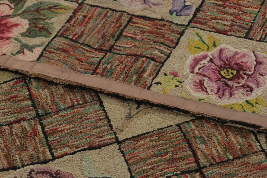 Antique Hooked Floral Rug