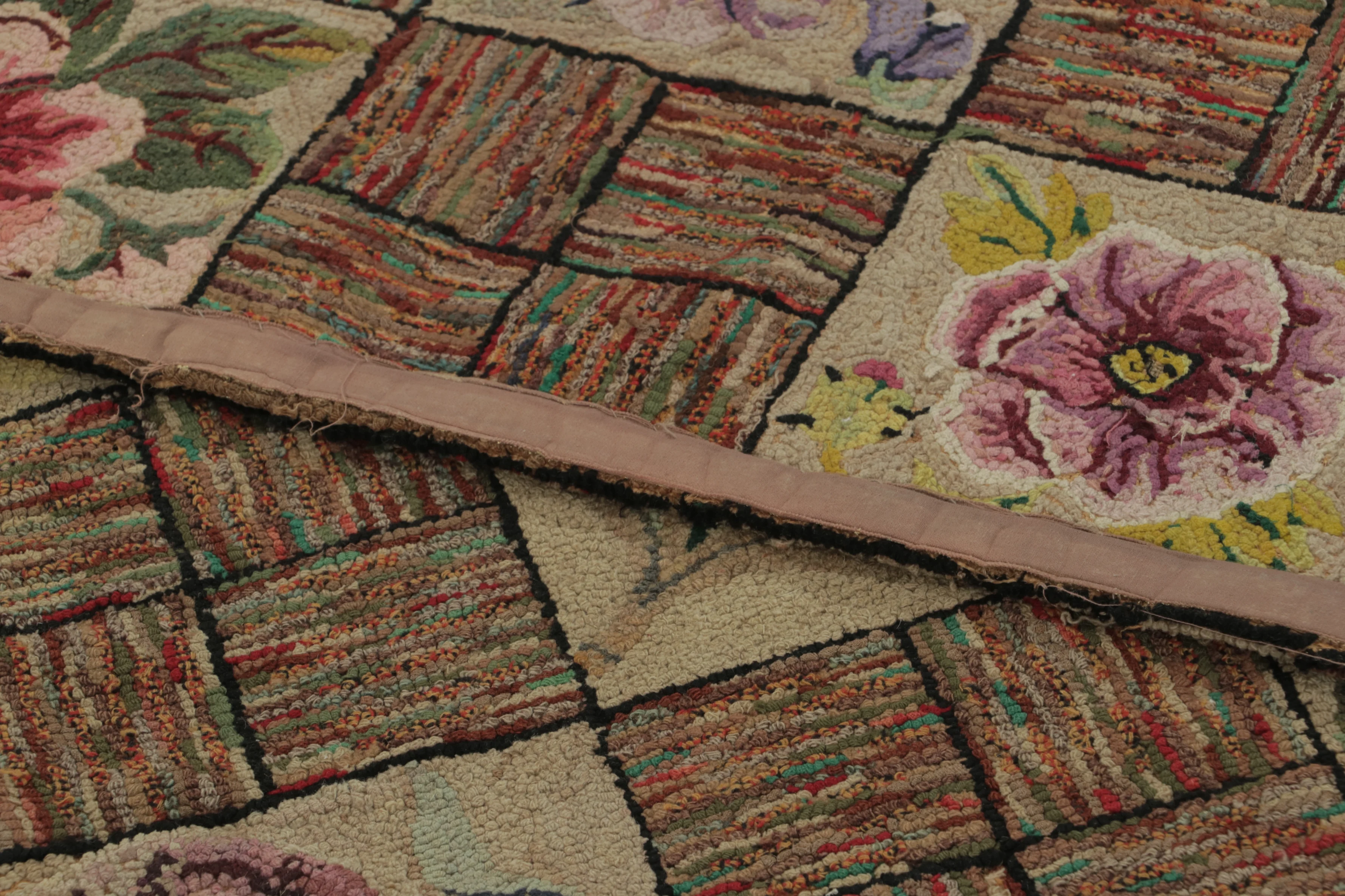 Antique Hooked Floral Rug