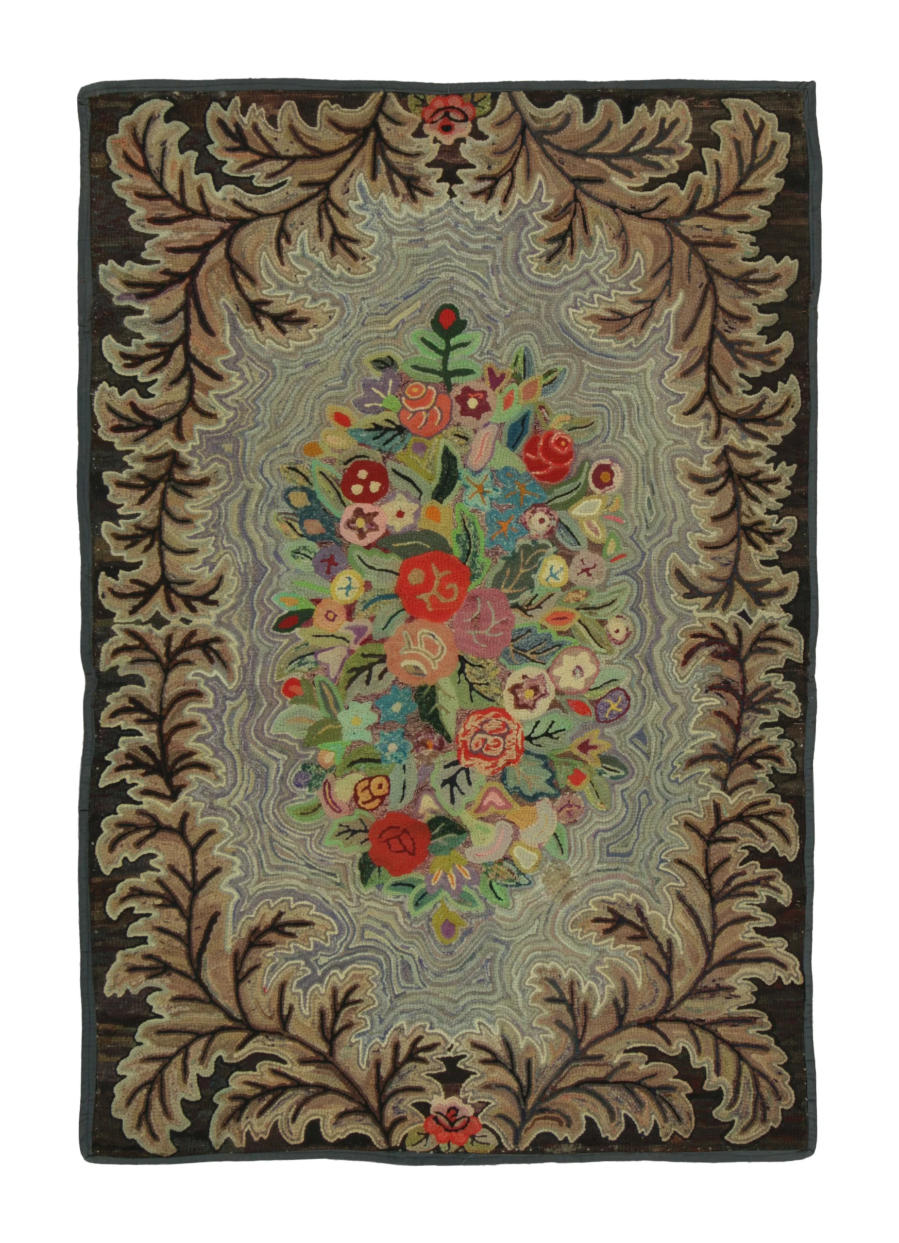 Antique Hooked Floral Rug