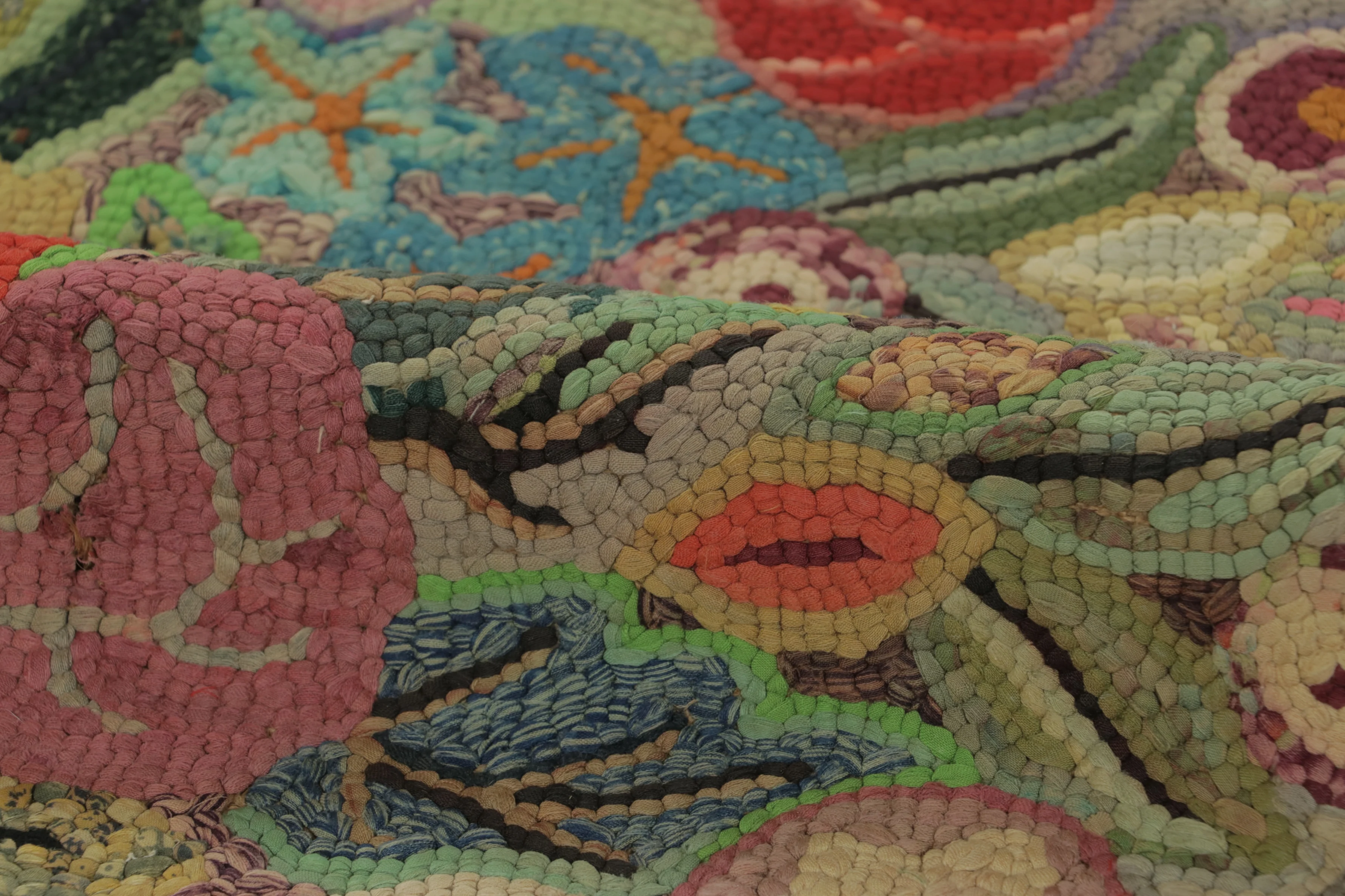 Antique Hooked Floral Rug