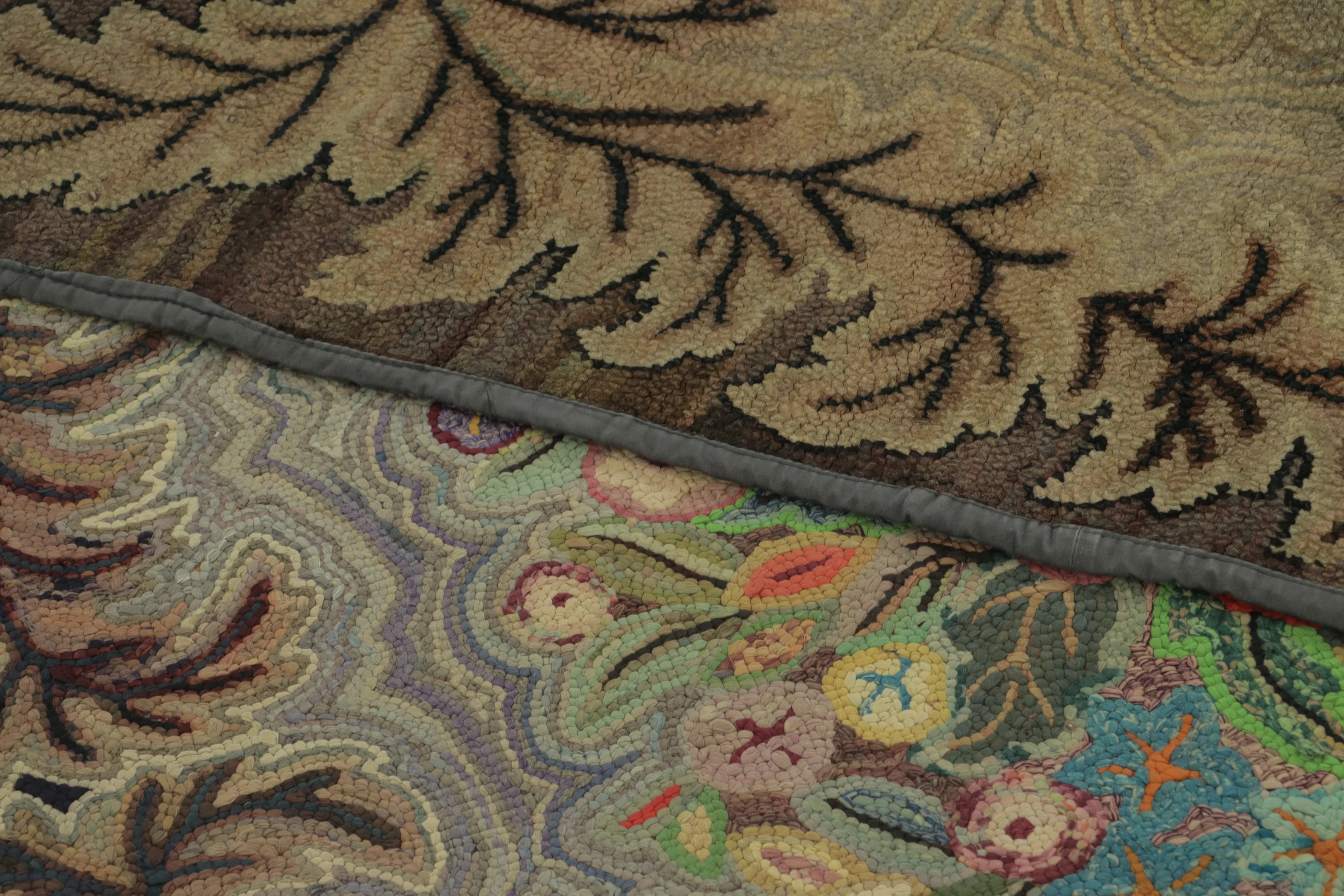 Antique Hooked Floral Rug