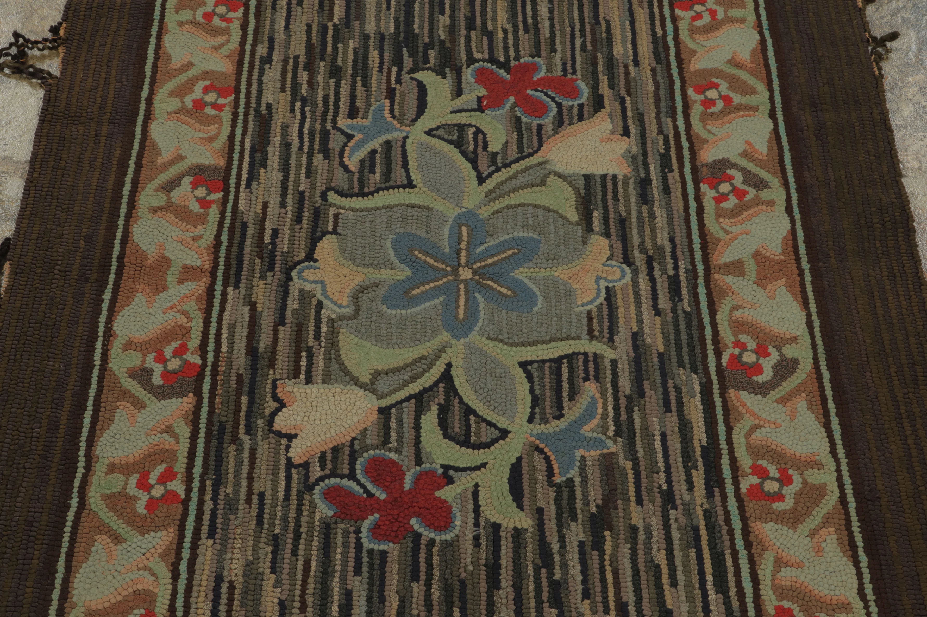 Antique Hooked Floral Rug